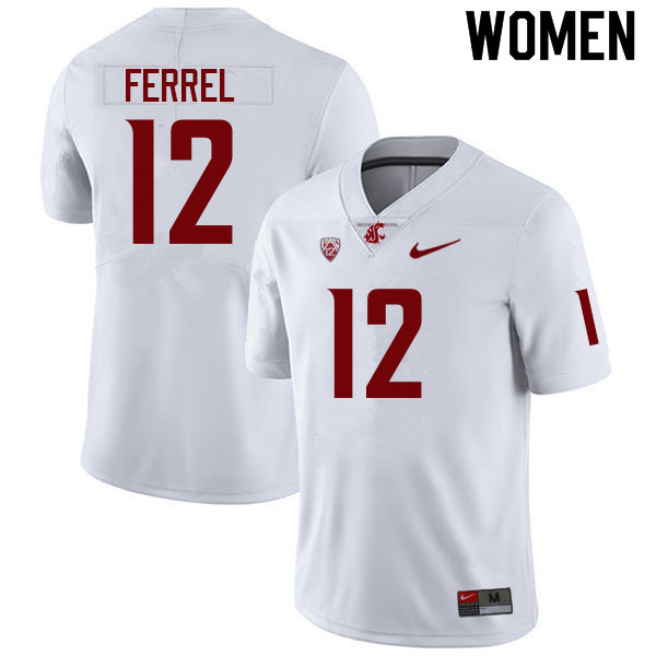 Women #12 Robert Ferrel Washington State Cougars College Football Jerseys Sale-White - Click Image to Close